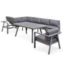 Conjunto de jardín de 6 plazas de aluminio + 1 sillón + 1 mesa de comedor