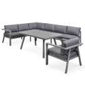 Conjunto de jardín de 6 plazas de aluminio + 1 sillón + 1 mesa de comedor