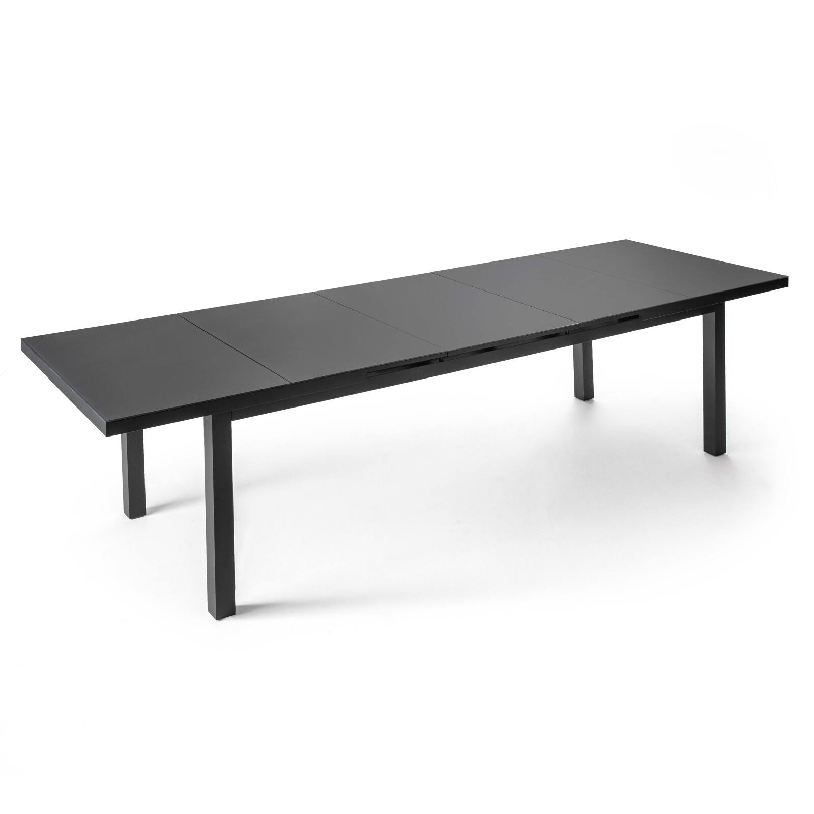 Mesa de jardín rectangular extensible (320 x 100 x 76 cm) de aluminio gris