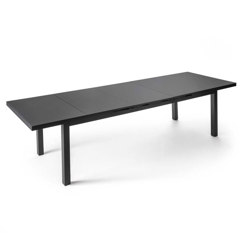 Mesa de jardín rectangular extensible (320 x 100 x 76 cm) de aluminio gris