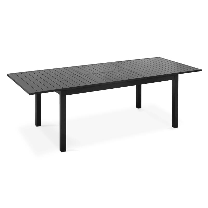Mesa de jardín rectangular extensible (174/238 x 100 x 74 cm) de aluminio negro