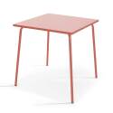 Mesa cuadrada de conjunto (70 x 70 x 72 cm) y 4 sillas con reposabrazos