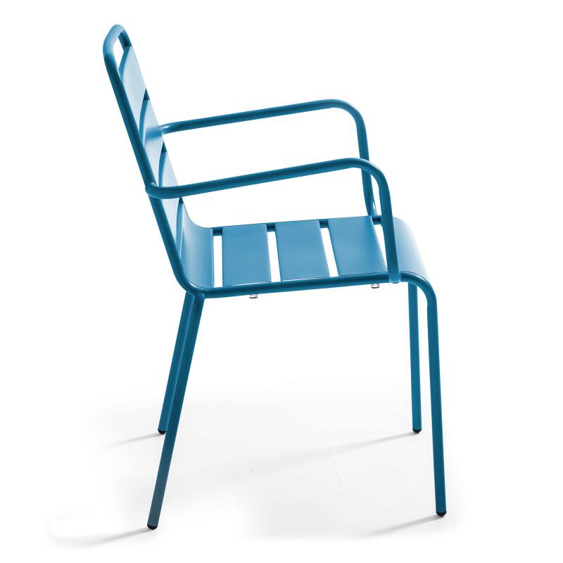 Mesa cuadrada de conjunto (70 x 70 x 72 cm) y 4 sillas con reposabrazos (4/6)