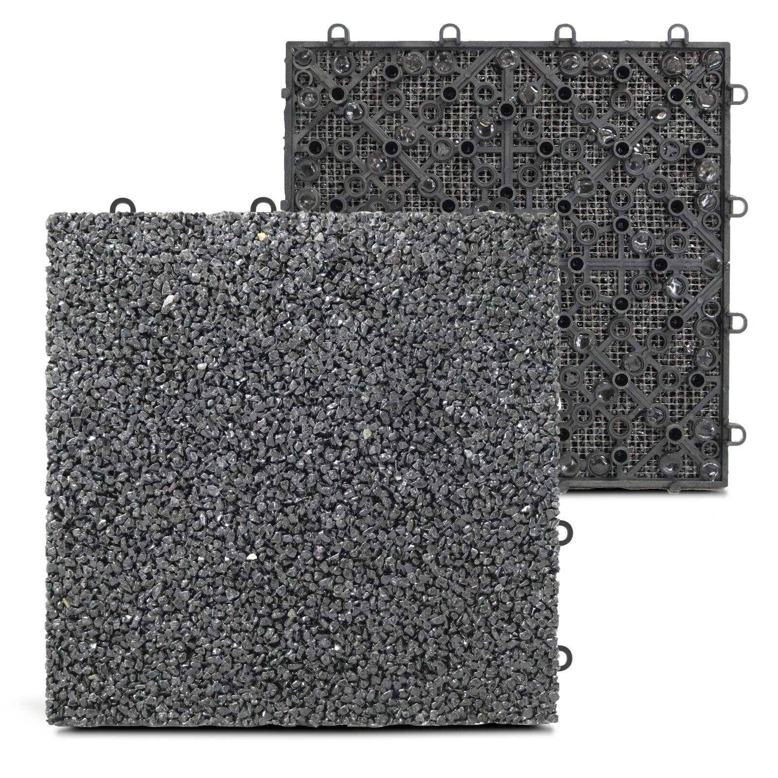 Lote de baldosas de terraza en gravilla con sistema de clips (30 x 30 x 2,5 cm)