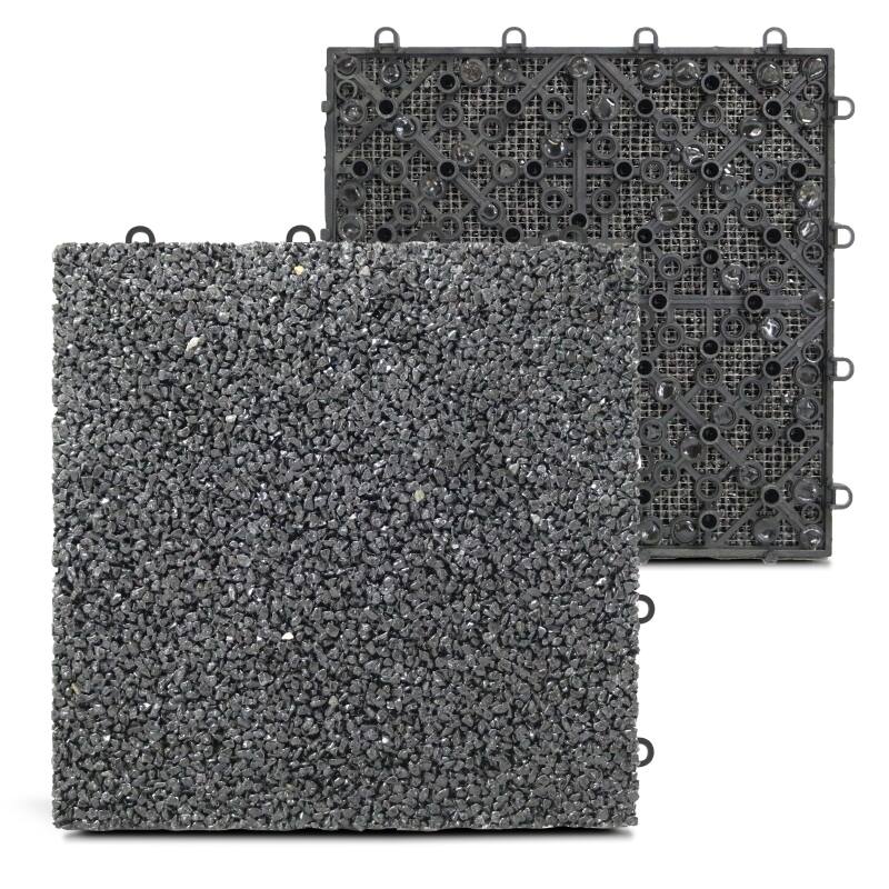 Lote de baldosas de terraza en gravilla con sistema de clips (30 x 30 x 2,5 cm)