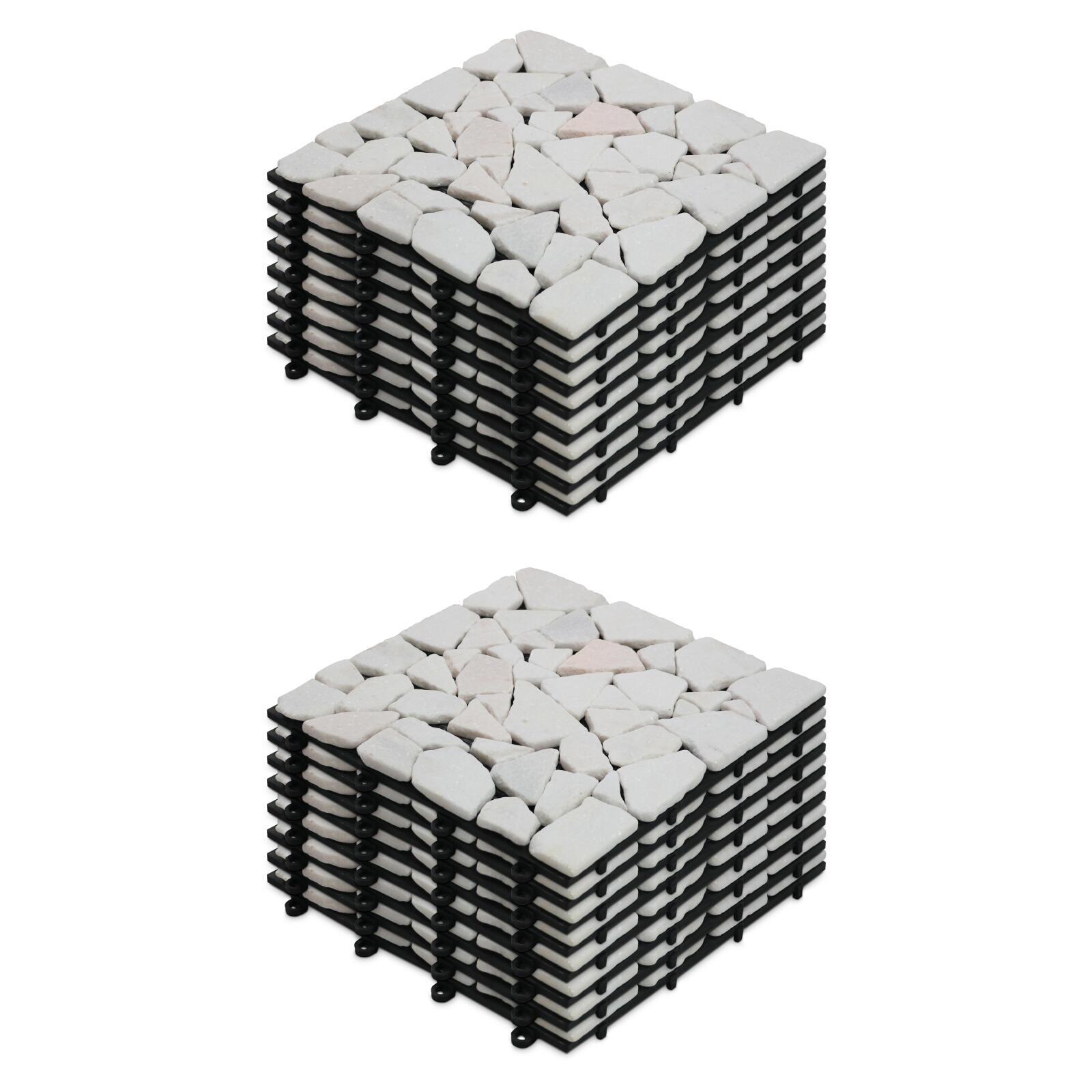 Lote de baldosas de terraza en guijarros de mármol (30 x 30 x 2,5 cm)