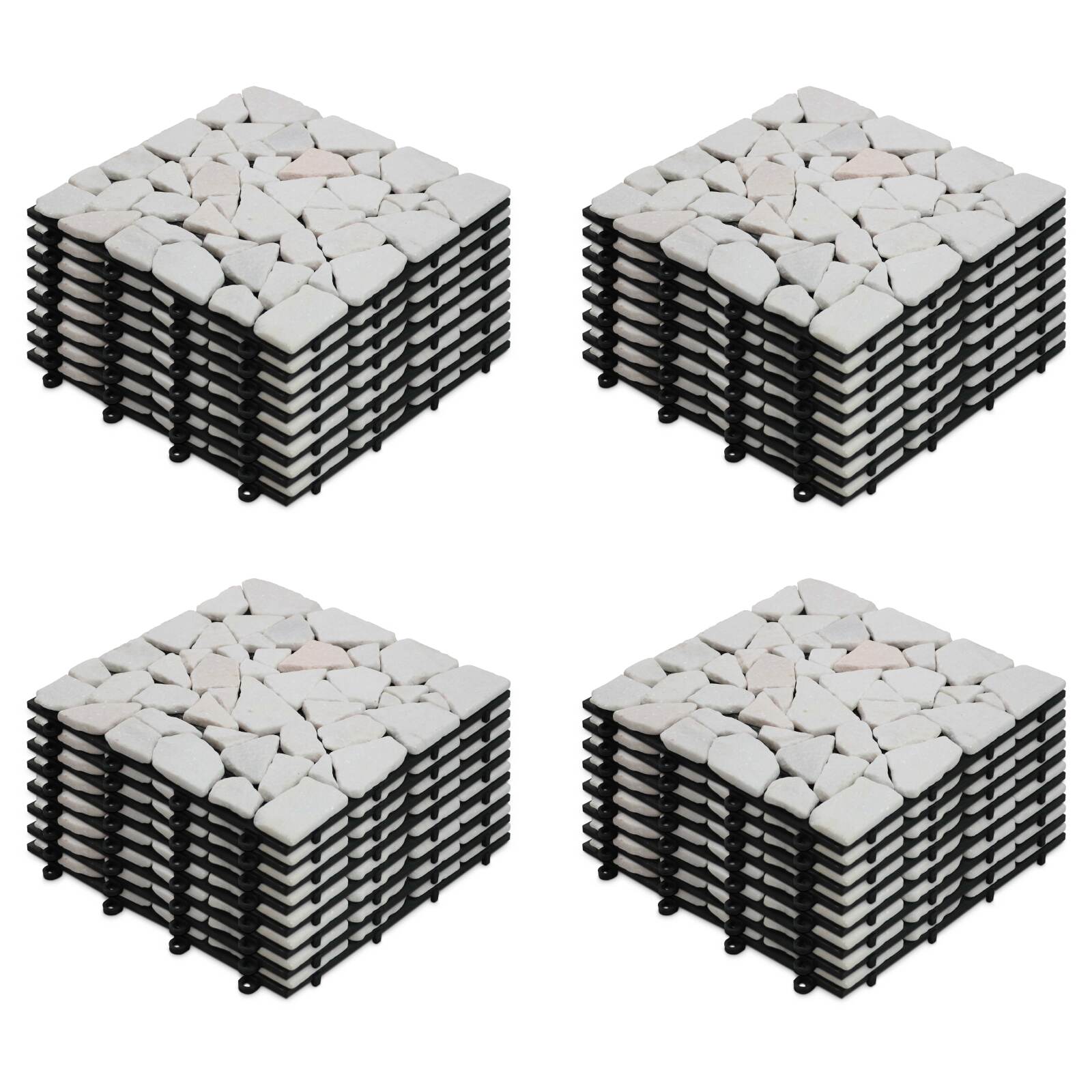 Lote de baldosas de terraza en guijarros de mármol (30 x 30 x 2,5 cm)