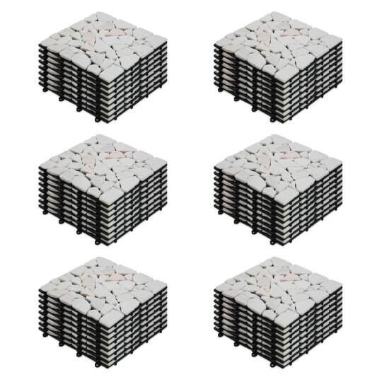 Lote de baldosas de terraza en guijarros de mármol (30 x 30 x 2,5 cm)