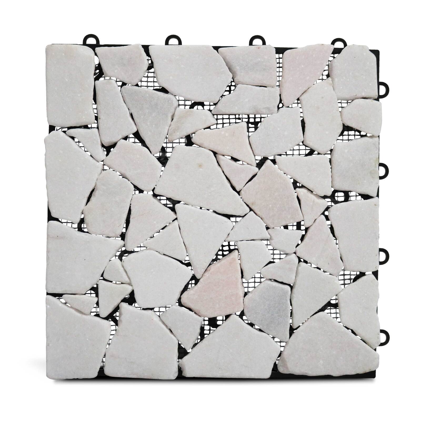 Lote de baldosas de terraza en guijarros de mármol (30 x 30 x 2,5 cm) Lote de baldosas de terraza en guijarros de mármol (30 x 30 x 2,5 cm)