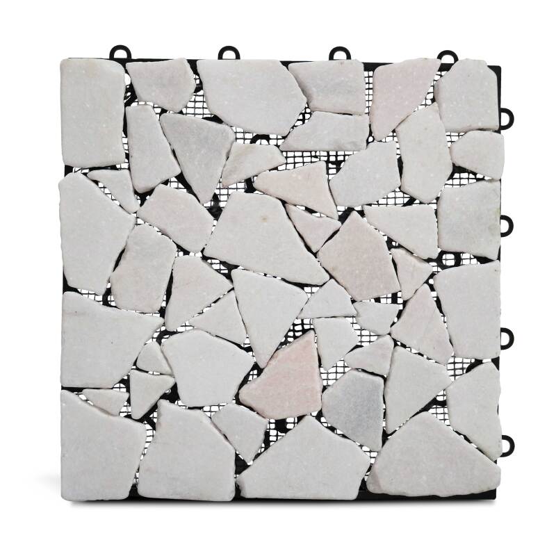 Lote de baldosas de terraza en guijarros de mármol (30 x 30 x 2,5 cm)