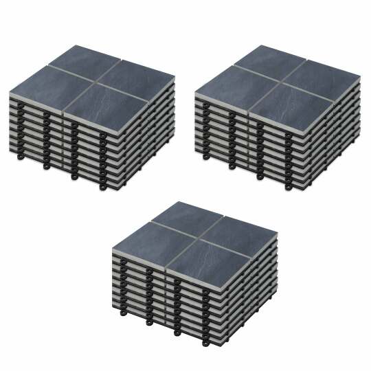 Losas para jardín encajables con diseño de azulejos en piedra negra (30x30x2,5 cm) - Vendidas por lote | Oviala