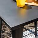 Mesa alta de jardín de 120 x 60 cm y 4 taburetes de metal negro mate