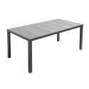 Mesa de jardín rectangular con tablero de cerámica efecto hormigón encerado de 185 x 95 cm, 6 sillas y 2 sillas con reposabrazos