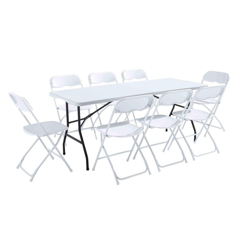 Mesa y sillas plegables de jardín de 180 cm