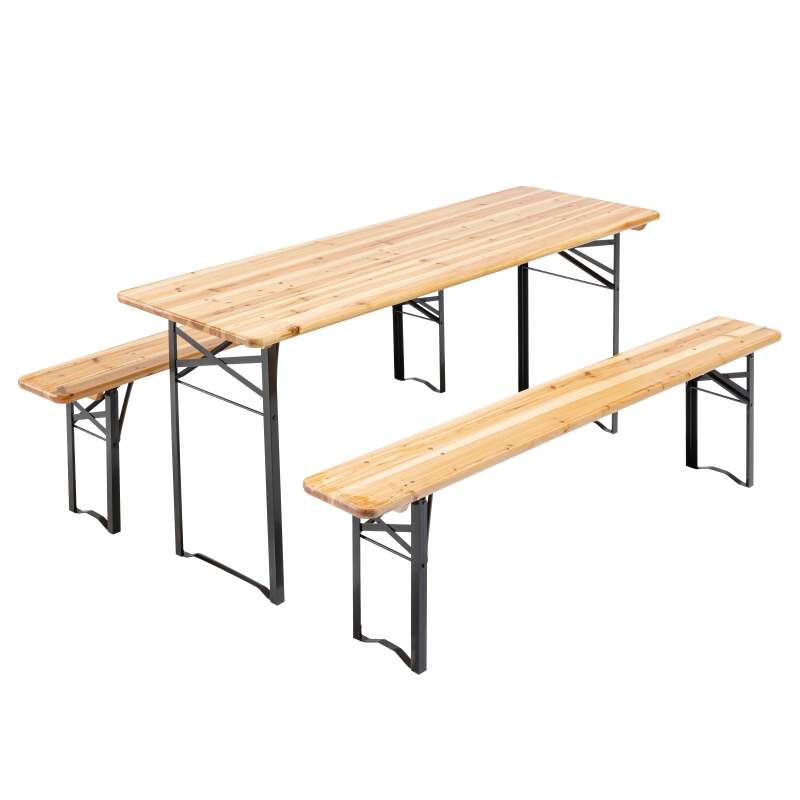 Juego de mesa y bancos de madera