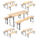 Lote de 5 mesas y bancos de picnic de estilo brasserie en madera