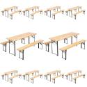 Mesa y bancos de madera Ensemble Brasserie de 180 cm - Lote de 10