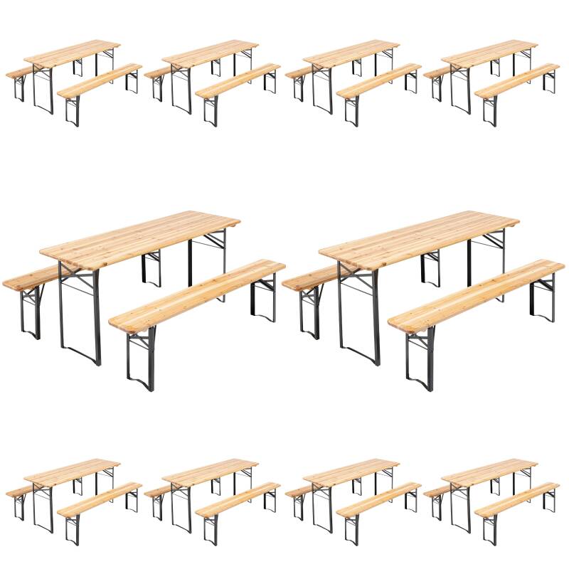 Mesa y bancos de madera Ensemble Brasserie de 180 cm - Lote de 10