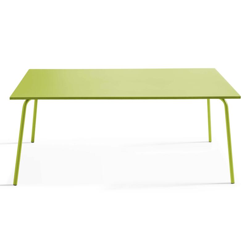 Mesa de jardín rectangular de 180 x 90 cm y 6 sillas de metal