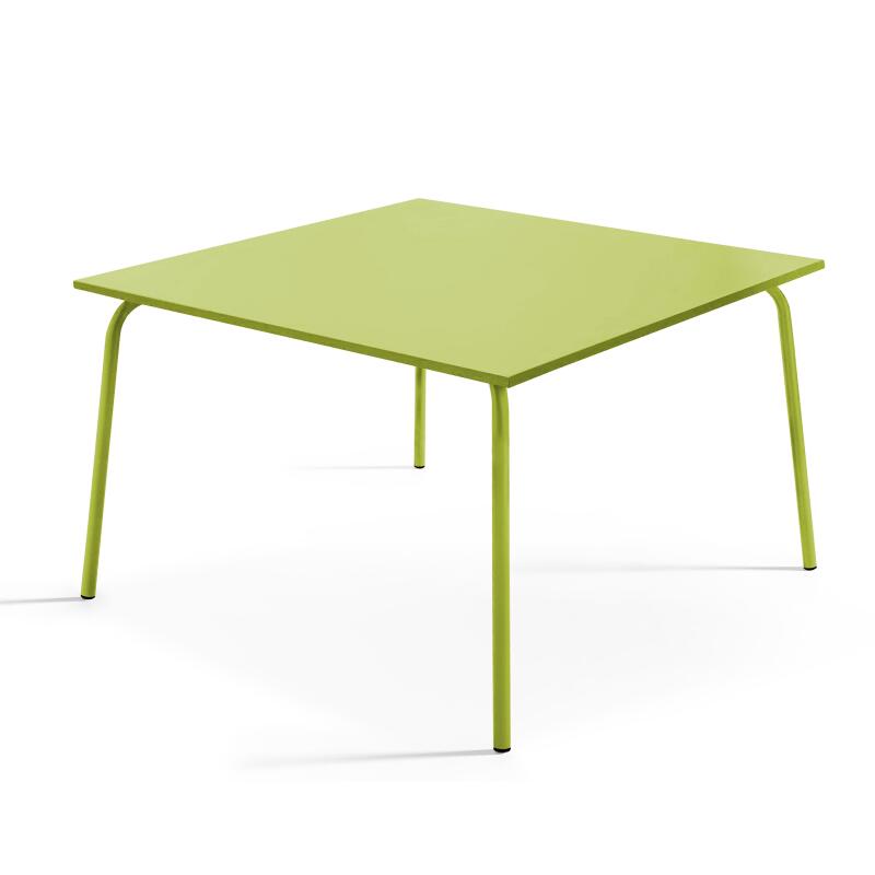 Mesa de jardín cuadrada de 120 x 120 cm de metal y 8 sillas de metal