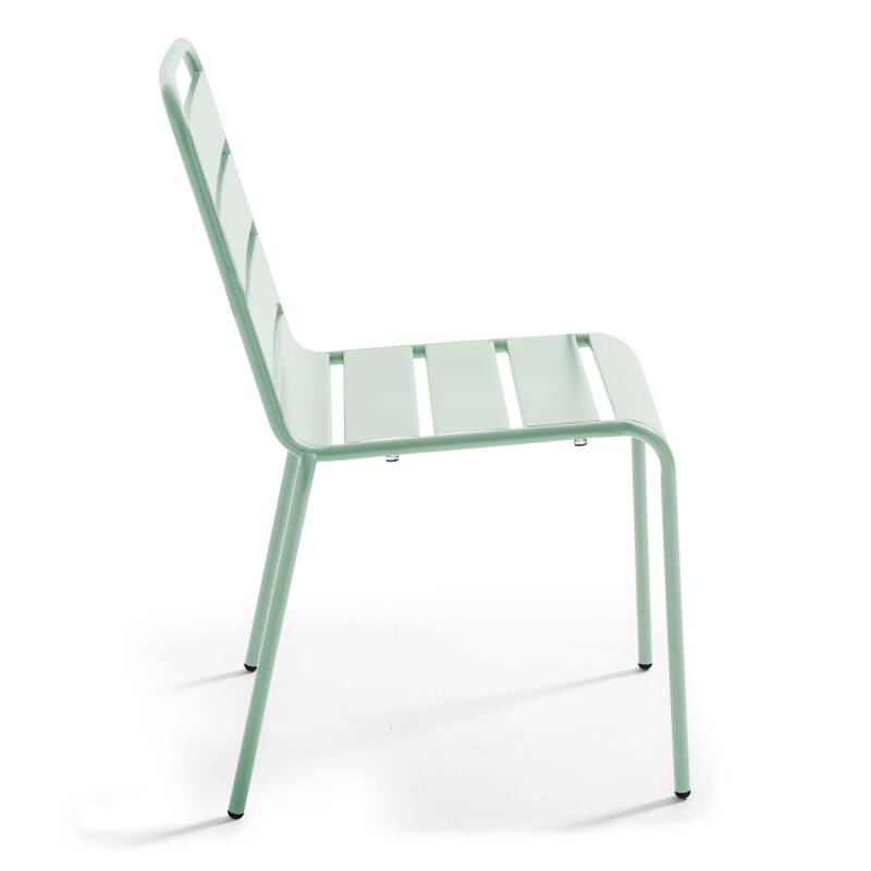 Mesa de jardín bistró cuadrada de 70 x 70 cm plegable y 4 sillas con brazos de metal (4/6)