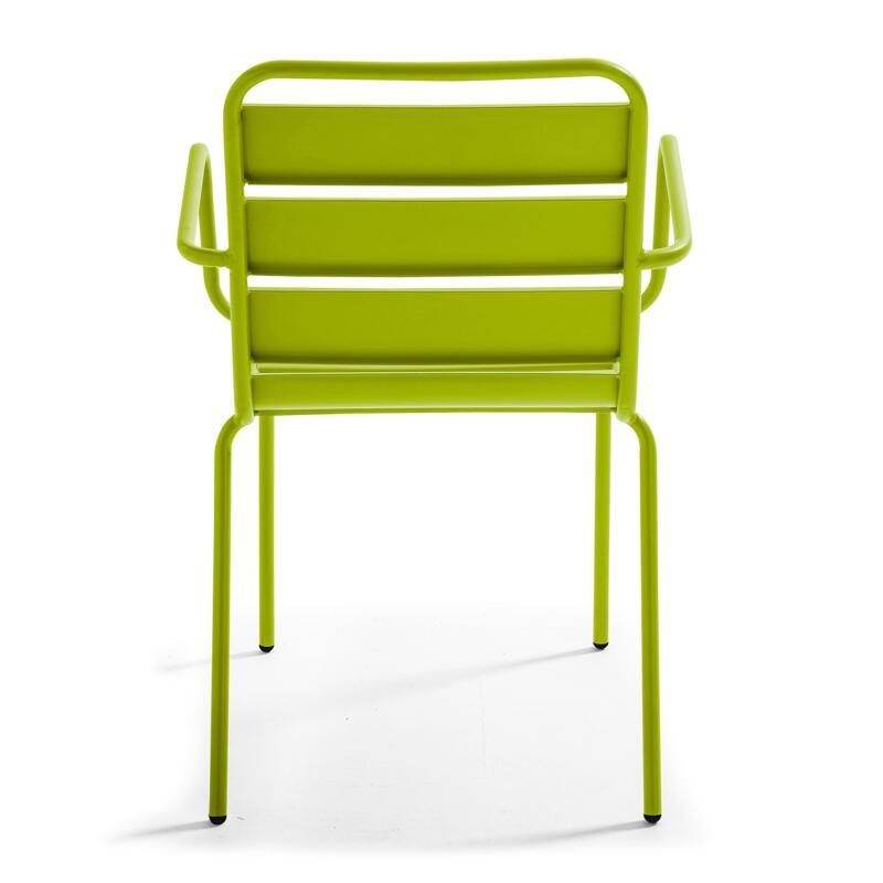 Mesa de jardín plegable de estilo bistró ⌀70 x 72 cm y 4 sillas con brazos de metal