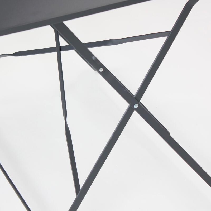 Mesa de jardín plegable de estilo bistró de metal (110 x 70 x 71 cm)