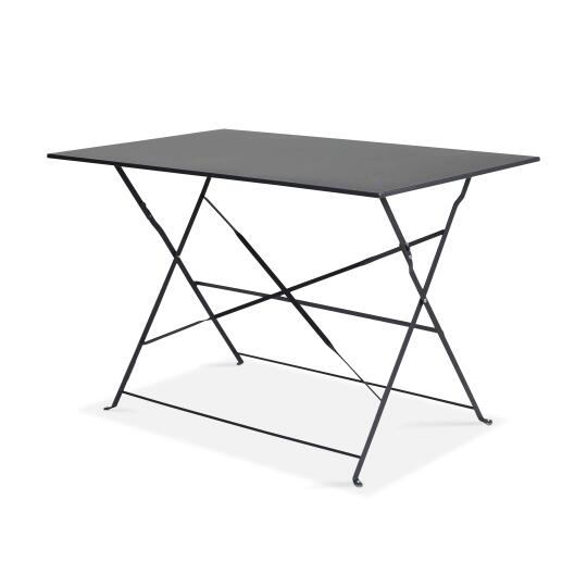 Mesa de jardín plegable de estilo bistró de metal (110 x 70 x 71 cm)