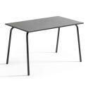 Mesa de jardín rectangular de 120 x 70 cm y 4 sillas con brazos de metal