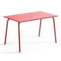 Mesa de jardín rectangular de 120 x 70 cm y 4 sillas con brazos de metal