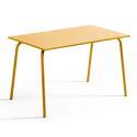 Mesa de jardín rectangular de 120 x 70 cm y 4 sillas con brazos de metal