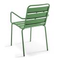 Mesa de jardín rectangular de 120 x 70 cm y 4 sillas con brazos de metal