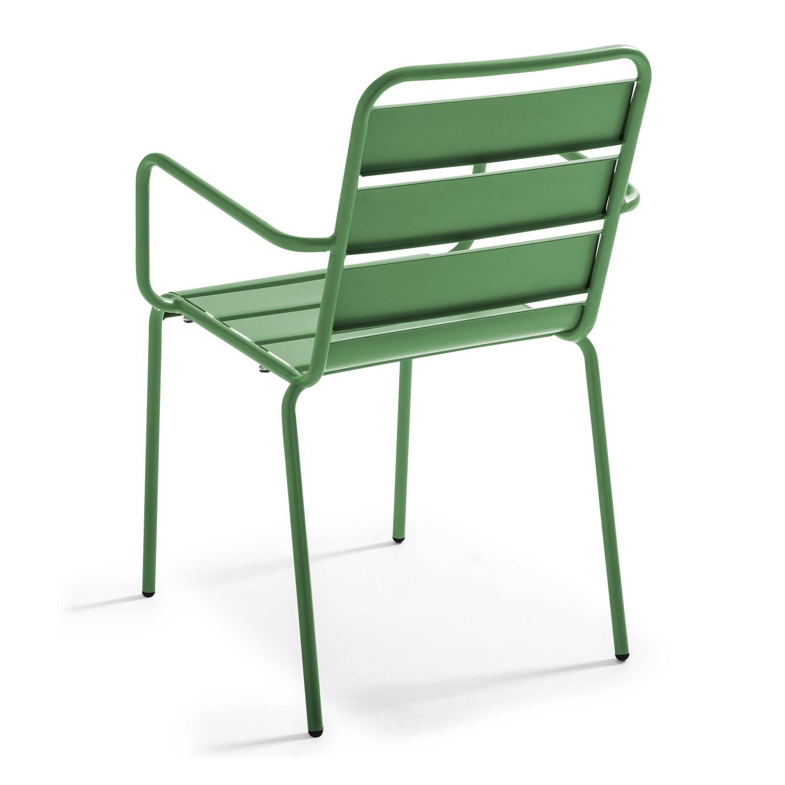 Mesa de jardín rectangular de 120 x 70 cm y 4 sillas con brazos de metal