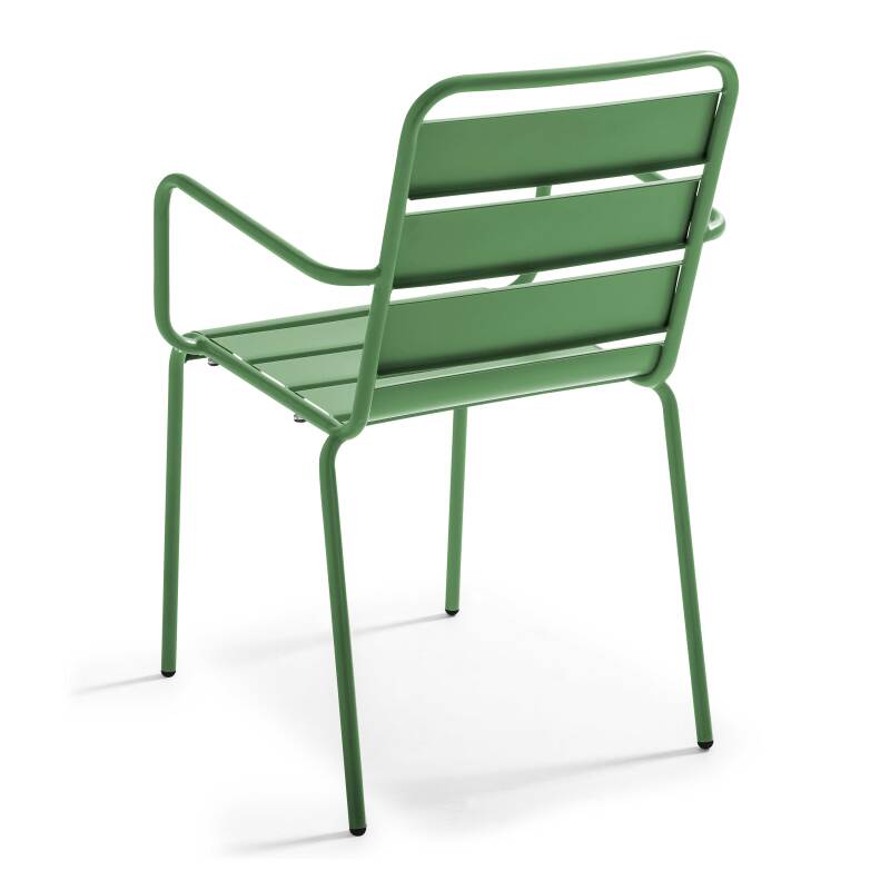 Mesa de jardín rectangular de 120 x 70 cm y 4 sillas con brazos de metal (6/7)