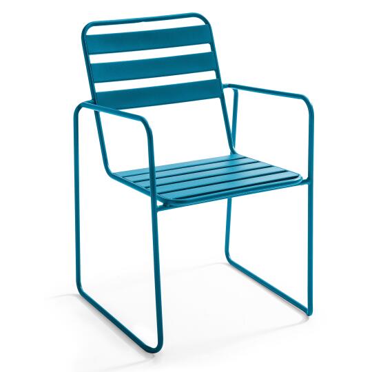 Silla de jardín de metal con reposabrazos | Oviala