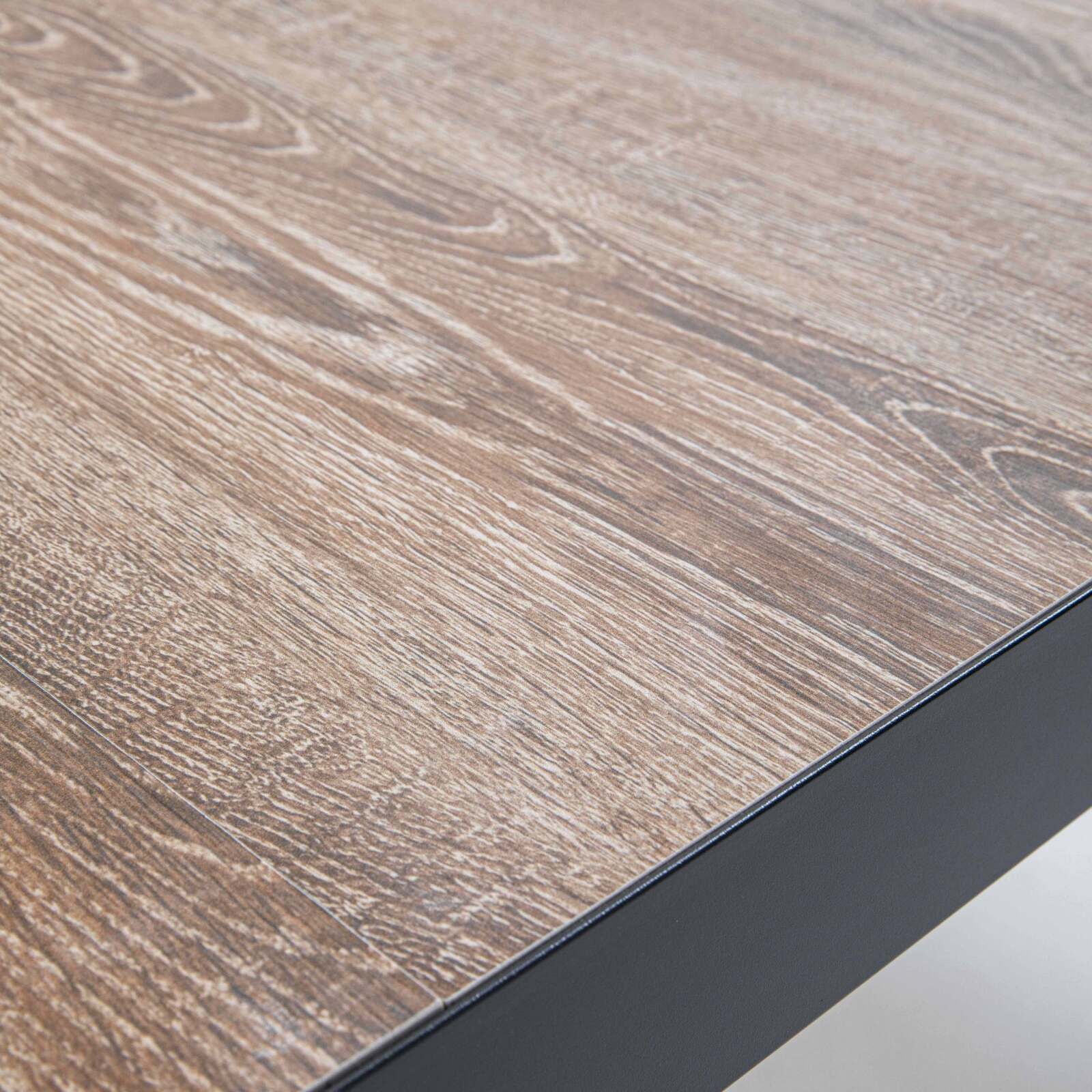 Mesa de jardín de aluminio y cerámica con efecto de madera (166 x 100 x 74,5 cm)