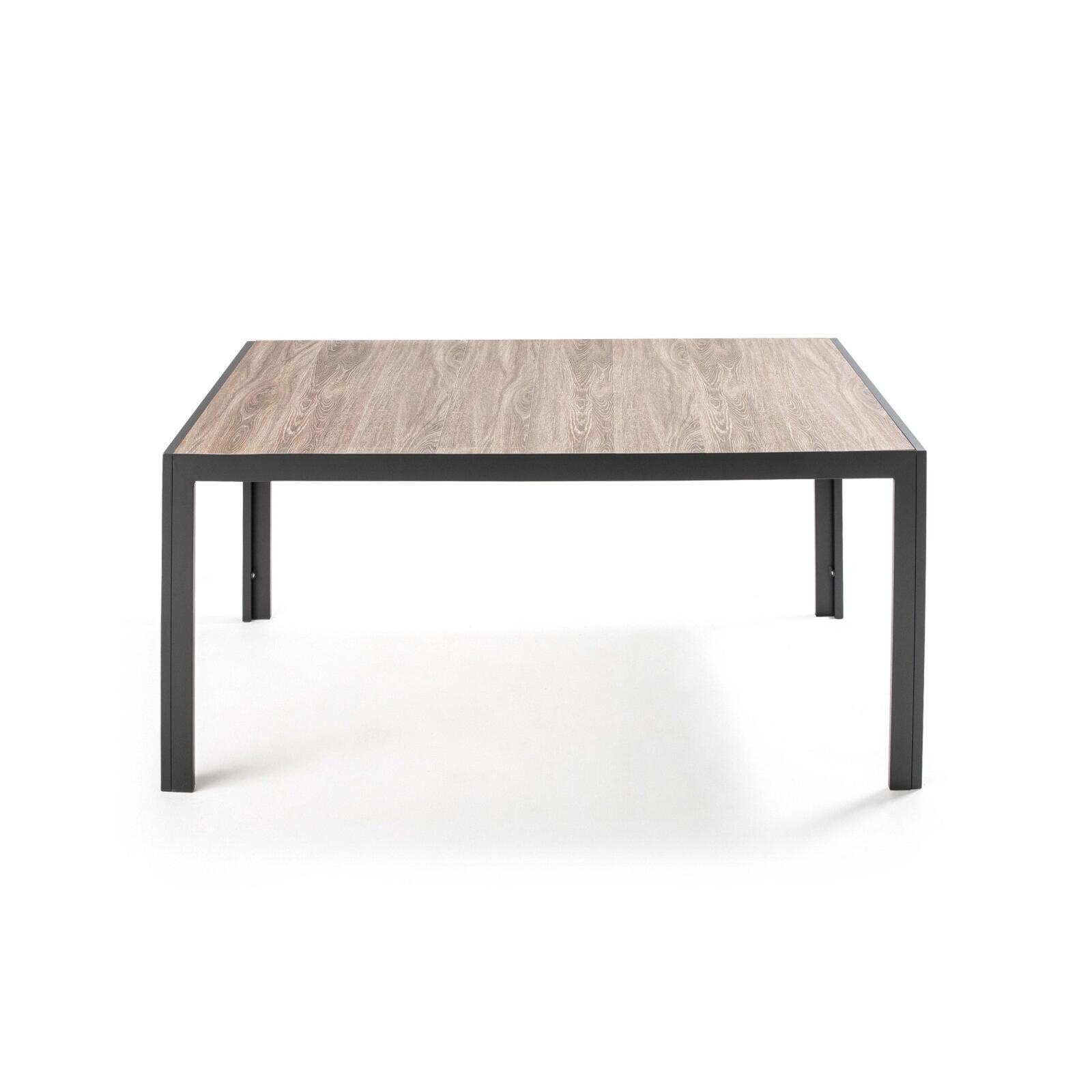 Mesa de jardín de aluminio y cerámica con efecto de madera (166 x 100 x 74,5 cm)