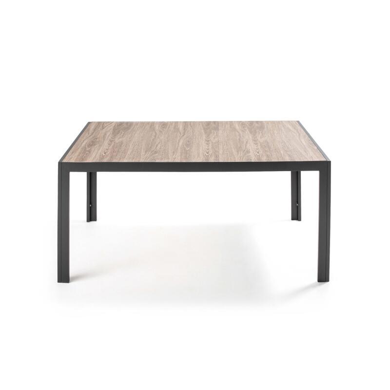 Mesa de jardín de aluminio y cerámica con efecto de madera (166 x 100 x 74,5 cm)