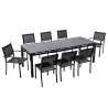 Mesa de jardín rectangular extensible de aluminio con 6 sillas y 2 sillas con reposabrazos