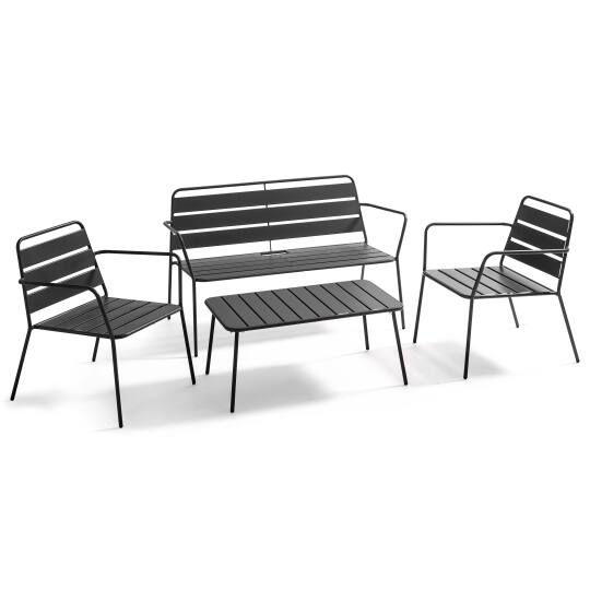 Conjunto de jardín de 4 plazas + 1 mesa + 2 sillones + 1 sofá | Oviala