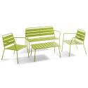 Conjunto de jardín de 4 plazas de metal, que incluye 1 mesa de centro, 2 sillones y 1 sofá
