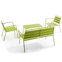 Conjunto de jardín de 4 plazas de metal, que incluye 1 mesa de centro, 2 sillones y 1 sofá