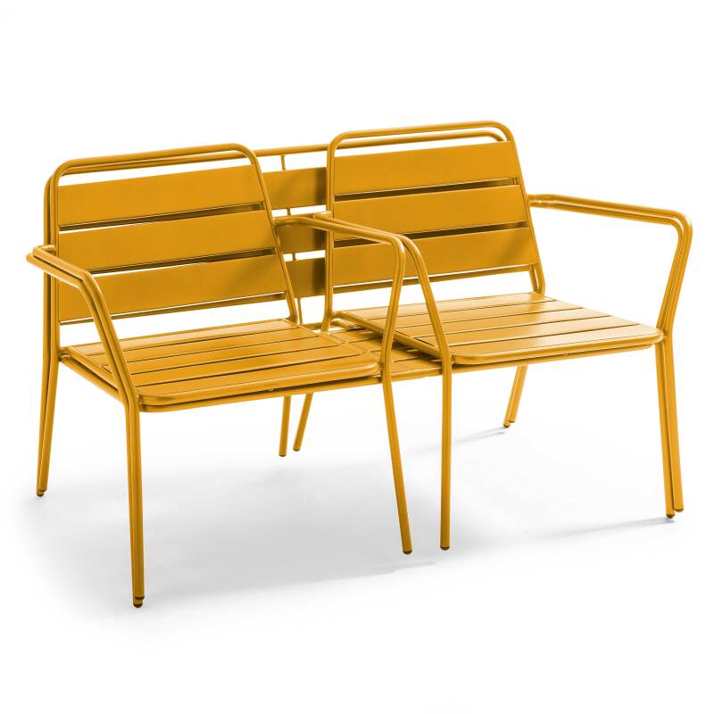 Conjunto de jardín de 4 plazas de metal, que incluye 1 mesa de centro, 2 sillones y 1 sofá (6/7)