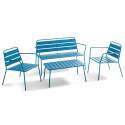 Conjunto de jardín de 4 plazas de metal, que incluye 1 mesa de centro, 2 sillones y 1 sofá