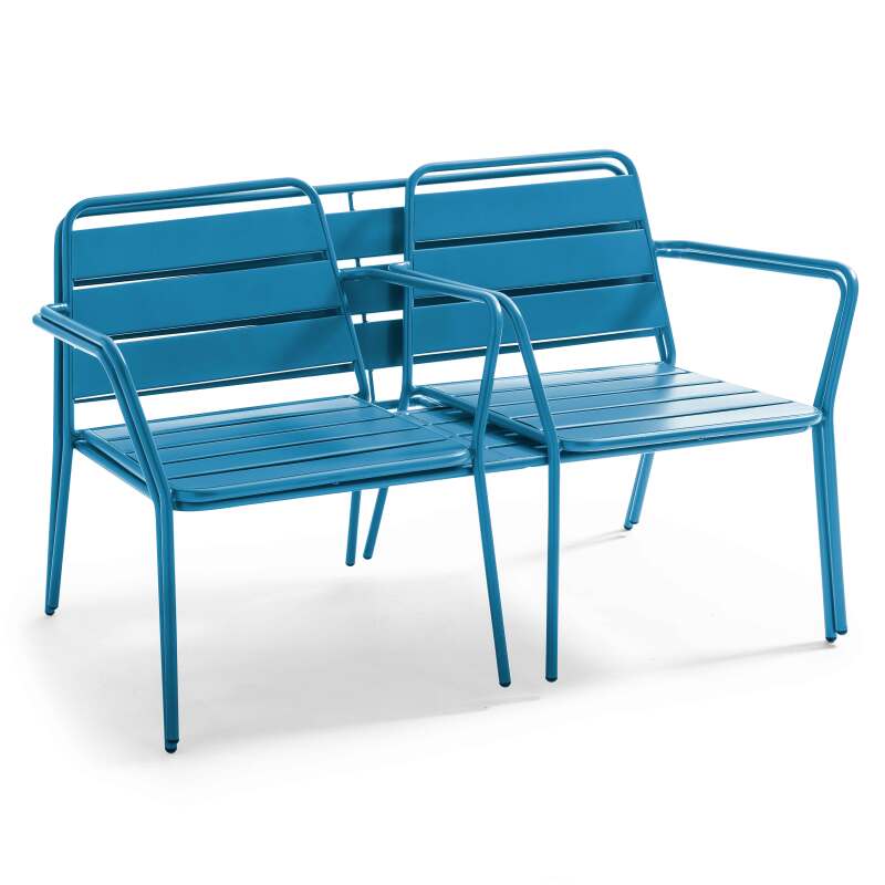 Conjunto de jardín de 4 plazas de metal, que incluye 1 mesa de centro, 2 sillones y 1 sofá (6/7)