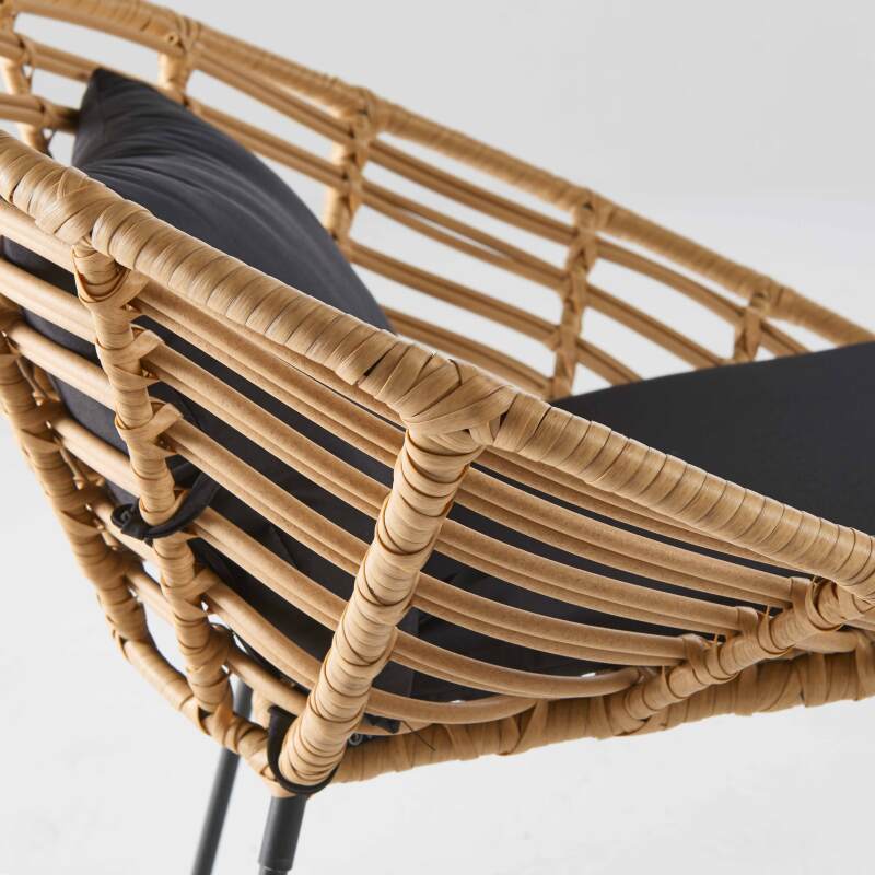 Lote de 2 sillones de jardín redondos de ratán sintético