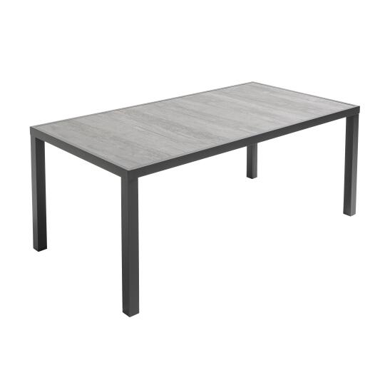 Mesa de jardín de aluminio y cerámica efecto cemento 8 personas 185x95 cm | Oviala