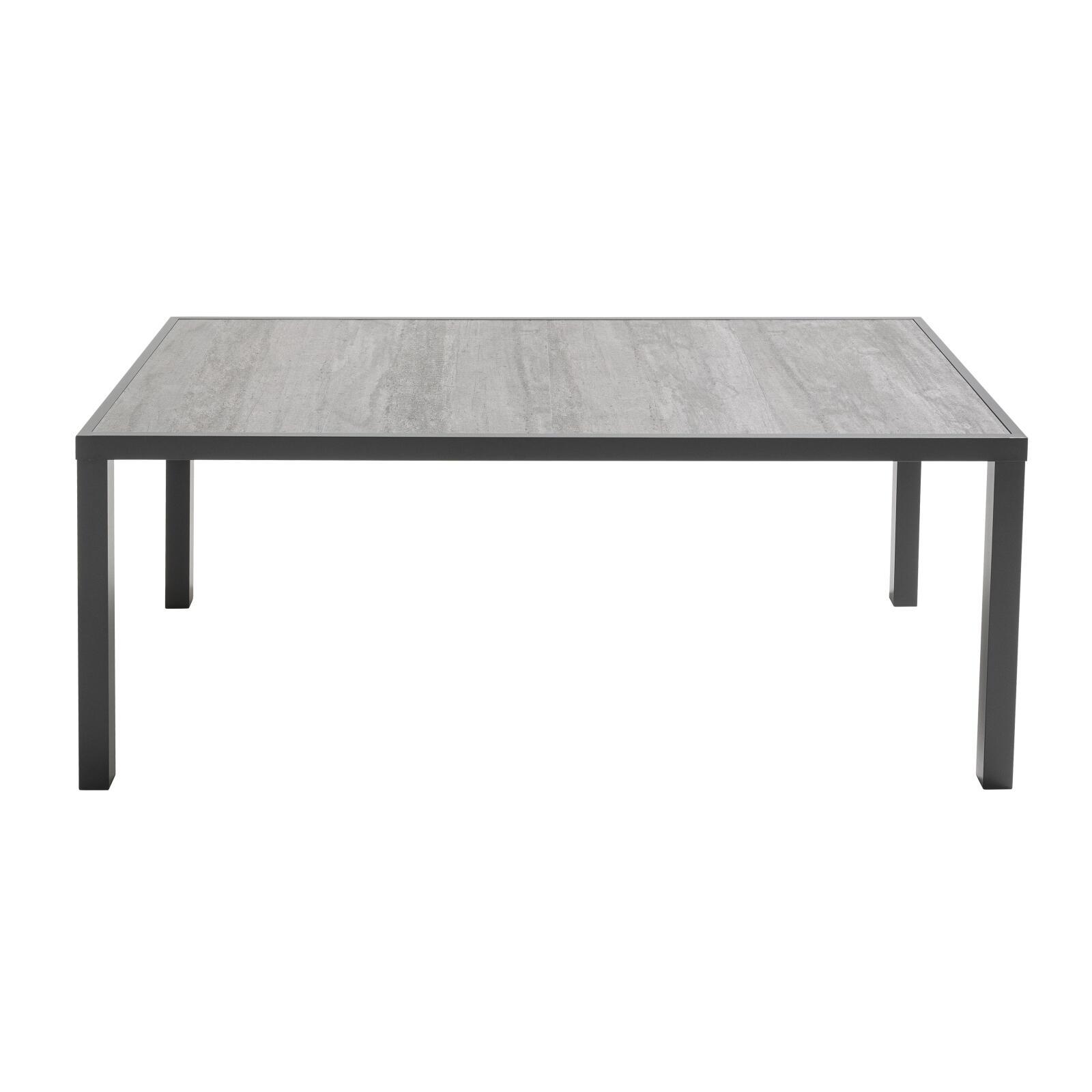 Mesa de jardín con tablero de cerámica efecto hormigón (185 x 95 x 74 cm)