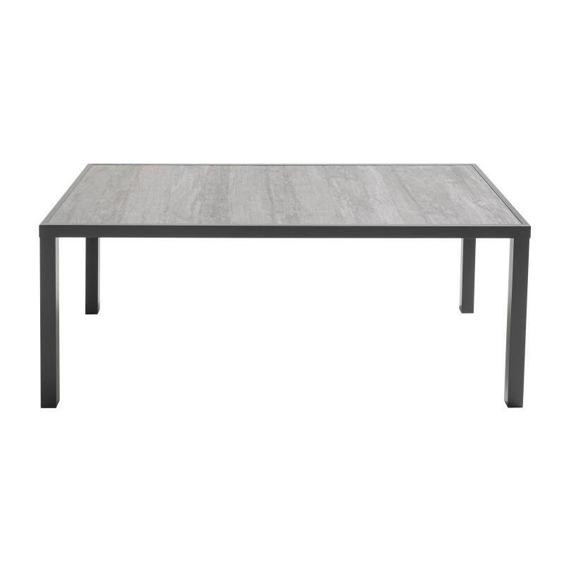 Mesa de jardín con tablero de cerámica efecto hormigón (185 x 95 x 74 cm)