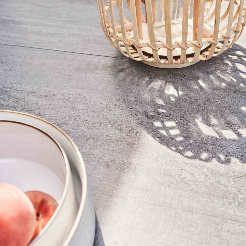 Mesa de jardín con tablero de cerámica efecto hormigón (185 x 95 x 74 cm)